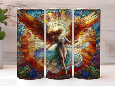 Angel Stained Glass 20 oz Skinny Tumbler Sublimation Design, Straight & Tapered Tumbler Png, Holy Angelic Tumbler Png, Digital Download PNG Sublimation Lara' s Designs 