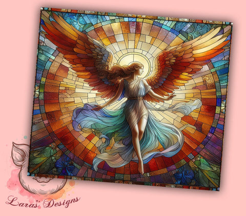 Angel Stained Glass 20 oz Skinny Tumbler Sublimation Design, Straight & Tapered Tumbler Png, Holy Angelic Tumbler Png, Digital Download PNG Sublimation Lara' s Designs 