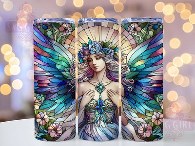 Angel Stained Glass 20oz Tumbler, Spiritual Glass Design, Religious Sublimation PNG, Faith Inspired Tumbler Wrap, 20oz Angel Sublimation, Inspirational Stained Glass PNG, Elegant Angel Wrap Sublimation SvggirlplusArt 