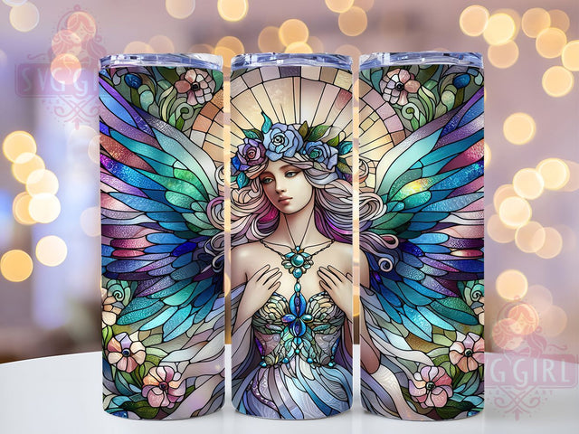 Angel Stained Glass 20oz Tumbler, Spiritual Glass Design, Religious Sublimation PNG, Faith Inspired Tumbler Wrap, 20oz Angel Sublimation, Inspirational Stained Glass PNG, Elegant Angel Wrap Sublimation SvggirlplusArt 