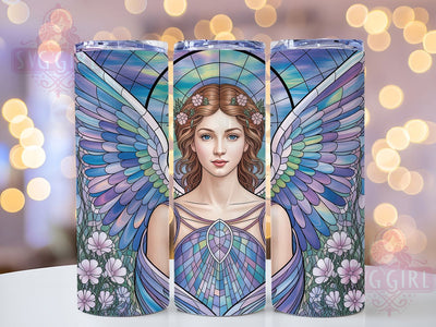 Angel Stained Glass 20oz Tumbler, Spiritual Glass Design, Religious Sublimation PNG, Faith Inspired Tumbler Wrap, 20oz Angel Sublimation, Inspirational Stained Glass PNG, Elegant Angel Wrap Sublimation SvggirlplusArt 