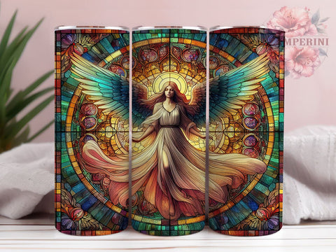 Angel Stained Glass 20oz Tumbler Wrap PNG, Holy Angelic Tumbler PNG Sublimation Design, Straight & Tapered Tumbler Wrap, Instant Digital Download Sublimation Li Zamperini 