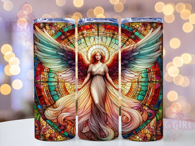 Angel Stained Glass 20oz Tumbler Wrap Sublimation Design, Straight Tapered Tumbler Wrap, Colorful Holy Angelic Tumbler Png, Instant Digital Download Sublimation SvggirlplusArt 