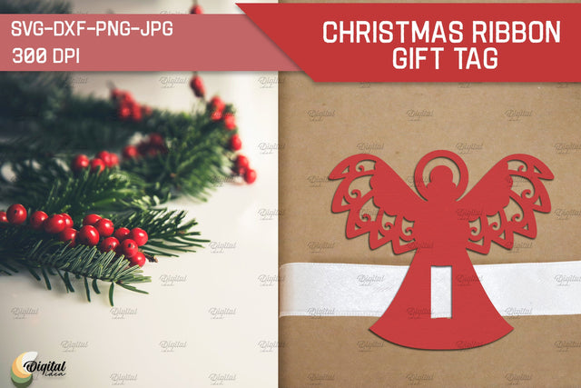 Angel SVG. Christmas Ribbon Gift Tag Paper Cut 3D Paper Evgenyia Guschina 