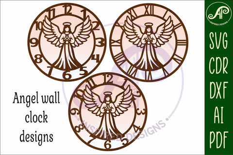 Angel Wall Clock SVG, Christian Laser Cut Clock SVG APInspireddesigns 