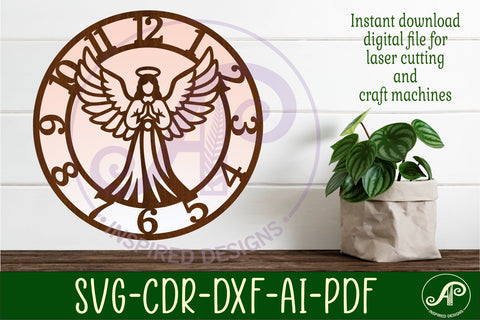 Angel Wall Clock SVG, Christian Laser Cut Clock SVG APInspireddesigns 