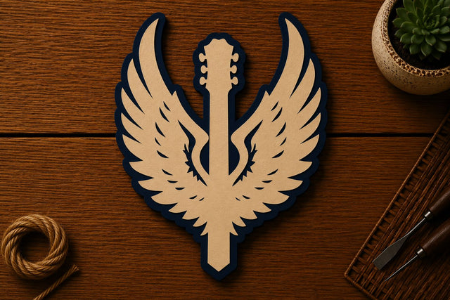 Angel Wing Guitar Emblem Laser Cut SVG File SVG Regulrcrative 