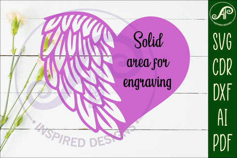 Angel wings half heart wall sign, SVG file. SVG APInspireddesigns 