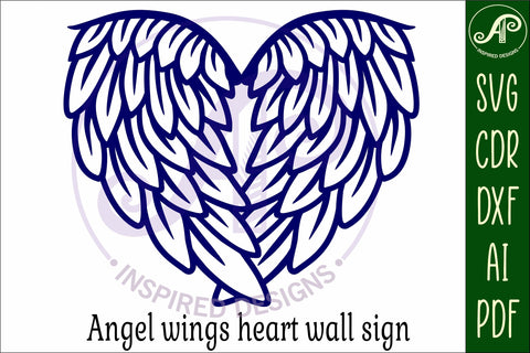 Angel wings heart wall sign, SVG file. SVG APInspireddesigns 