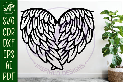 Angel wings heart wall sign, SVG file. SVG APInspireddesigns 