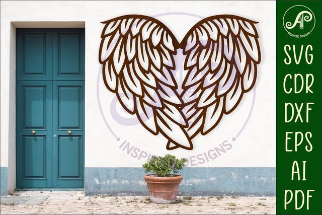 Angel wings heart wall sign, SVG file. SVG APInspireddesigns 