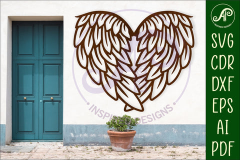 Angel wings heart wall sign, SVG file. SVG APInspireddesigns 