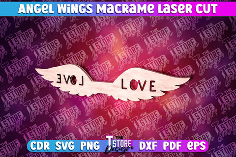 Angel Wings Macrame Laser Cut | Wings Laser Cut Design SVG The T Store Design 