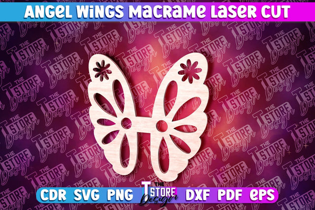 Angel Wings Macrame Laser Cut | Wings Laser Cut Design SVG The T Store Design 