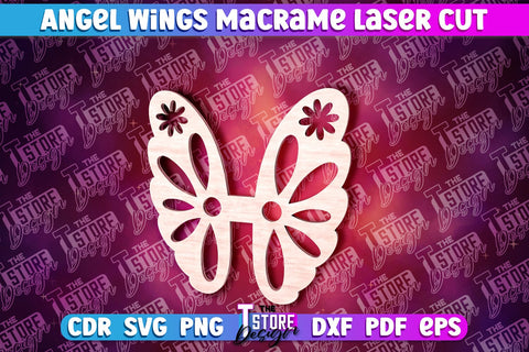 Angel Wings Macrame Laser Cut | Wings Laser Cut Design SVG The T Store Design 
