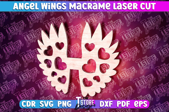 Angel Wings Macrame Laser Cut | Wings Laser Cut Design SVG The T Store Design 