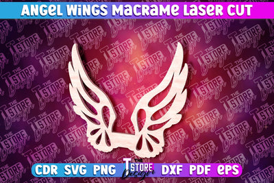 Angel Wings Macrame Laser Cut | Wings Laser Cut Design SVG The T Store Design 