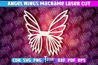 Angel Wings Macrame Laser Cut | Wings Laser Cut Design SVG The T Store Design 