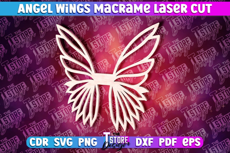 Angel Wings Macrame Laser Cut | Wings Laser Cut Design SVG The T Store Design 