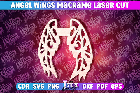 Angel Wings Macrame Laser Cut | Wings Laser Cut Design SVG The T Store Design 