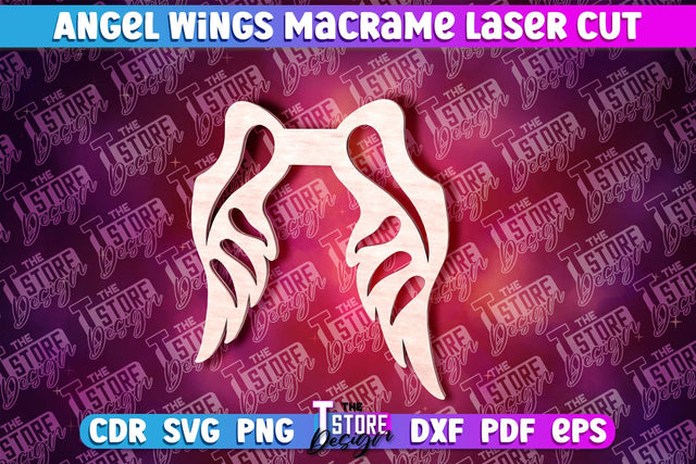 Angel Wings Macrame Laser Cut | Wings Laser Cut Design SVG The T Store Design 