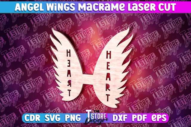 Angel Wings Macrame Laser Cut | Wings Laser Cut Design SVG The T Store Design 