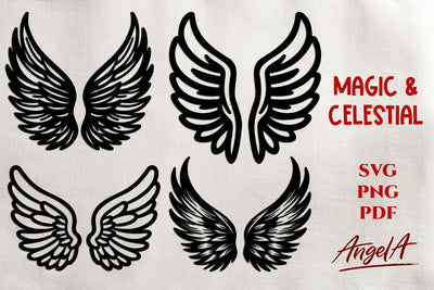 Angel wings SVG / cut files / simple wings / wings line art SVG Angelina Semenova 