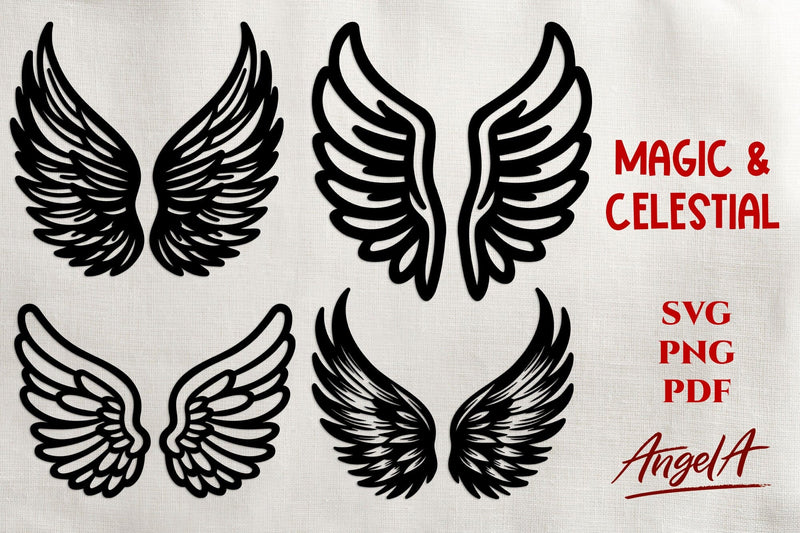 Angel wings SVG / cut files / simple wings / wings line art SVG Angelina Semenova 