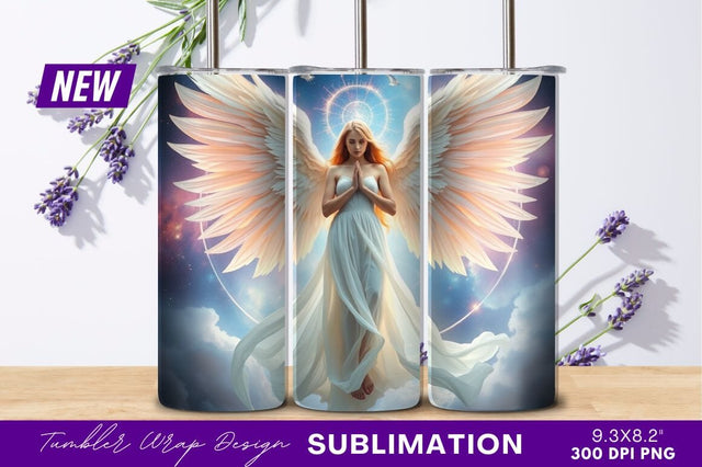 Angel wings woman in celestial sky tumbler png Sublimation Regulrcrative 