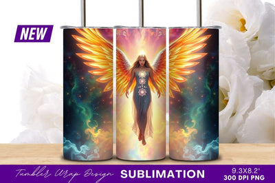 Angel with fiery wings on cosmic background Sublimation Regulrcrative 