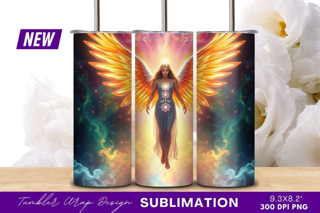 Angel with fiery wings on cosmic background Sublimation Regulrcrative 