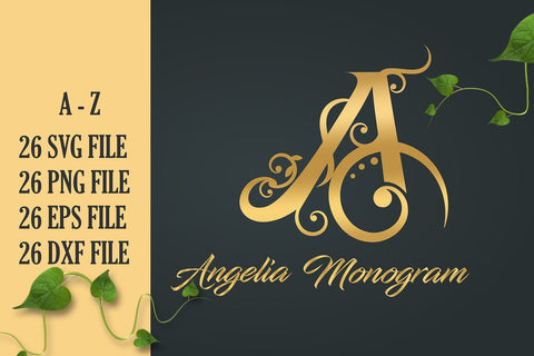 Angelia Monogram - Luxury Monogram Font Mozzatype 