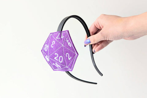 Angled D20 ITH Headband Slider Applique Embroidery Embroidery/Applique DESIGNS Designed by Geeks 