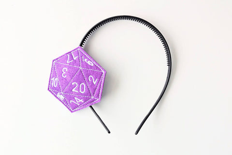 Angled D20 ITH Headband Slider Applique Embroidery Embroidery/Applique DESIGNS Designed by Geeks 