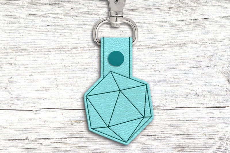 Angled D20 Key Fob ITH Applique Embroidery Embroidery/Applique DESIGNS Designed by Geeks 