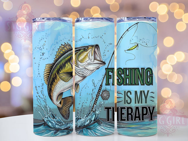 Angler Therapy Relaxation Fishing Tumbler Wrap, Angler Therapy Design, Fisherman Gift Idea, 20oz Outdoor Enthusiast Cup, Custom Fishing Quote Wrap, Sublimation Hunting Template Sublimation SvggirlplusArt 