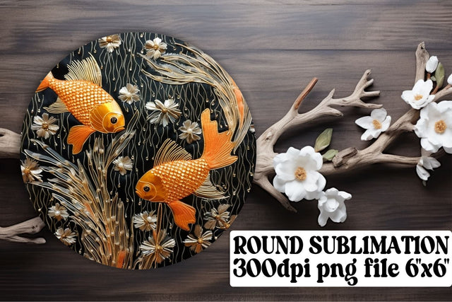 Angler's Dream 3D Embroidered Fish Round Sublimation Template Sublimation afrosvg 