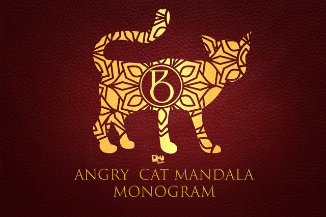 Angry Cat Mandala Monogram Font Dm Letter Studio 