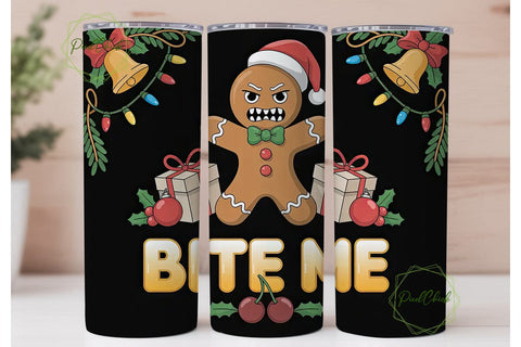 Angry Gingerbread Christmas Tumbler Wrap Sublimation PixelChick 