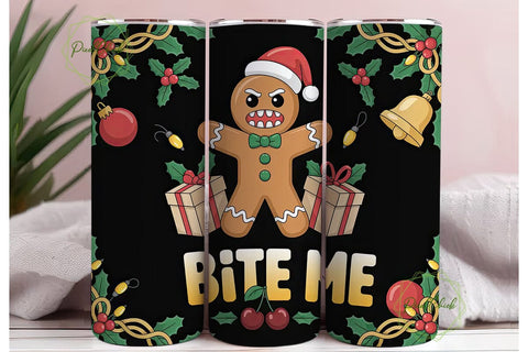Angry Gingerbread Christmas Tumbler Wrap Sublimation PixelChick 