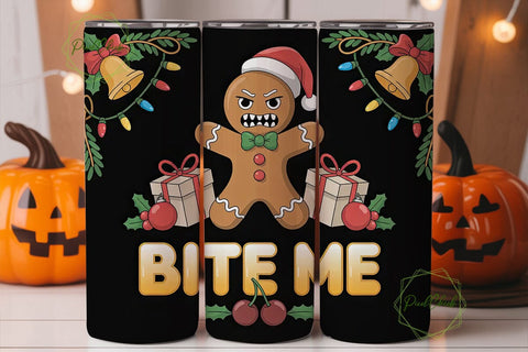 Angry Gingerbread Christmas Tumbler Wrap Sublimation PixelChick 