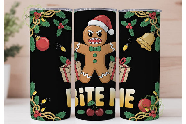 Angry Gingerbread Christmas Tumbler Wrap Sublimation PixelChick 