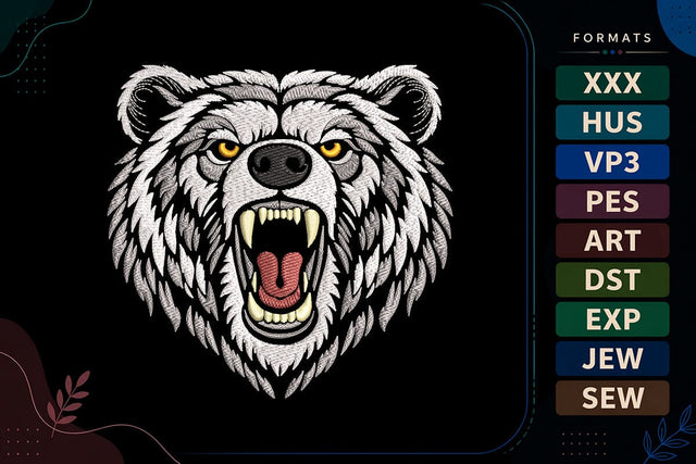 Angry Grizzly Bear Embroidery Design Embroidery/Applique DESIGNS sg embroidery 