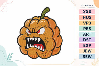 Angry Monster Pumpkin Halloween Embroidery Design Embroidery/Applique DESIGNS sg embroidery 