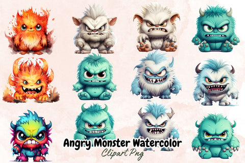 Angry Monster Watercolor Sublimation Bundle Sublimation Designangry 