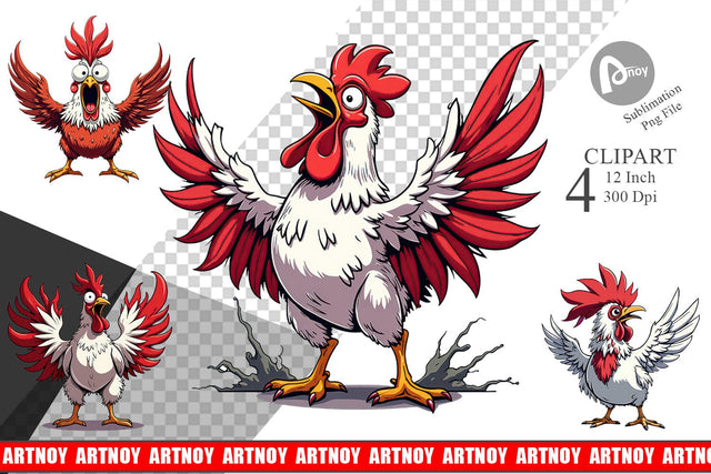 Angry Rooster Clipart Sublimation artnoy 