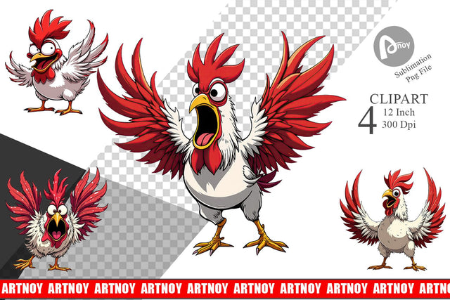 Angry Rooster Clipart Sublimation artnoy 