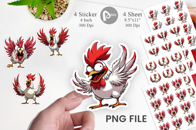 Angry Rooster Sticker Sublimation artnoy 