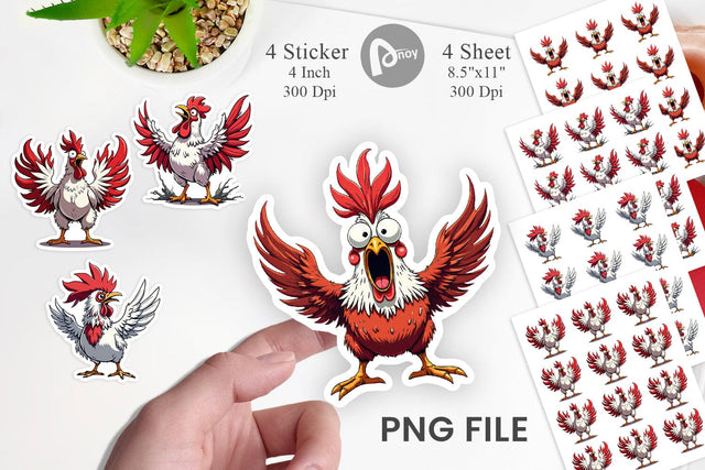 Angry Rooster Sticker Sublimation artnoy 