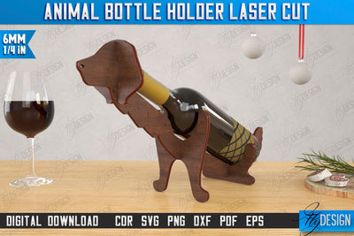 Animal Bottle Holder Laser Cut | Wine Bottle Rack | Tabletop Wine Rack | Dog | CNC File SVG Fly Design 